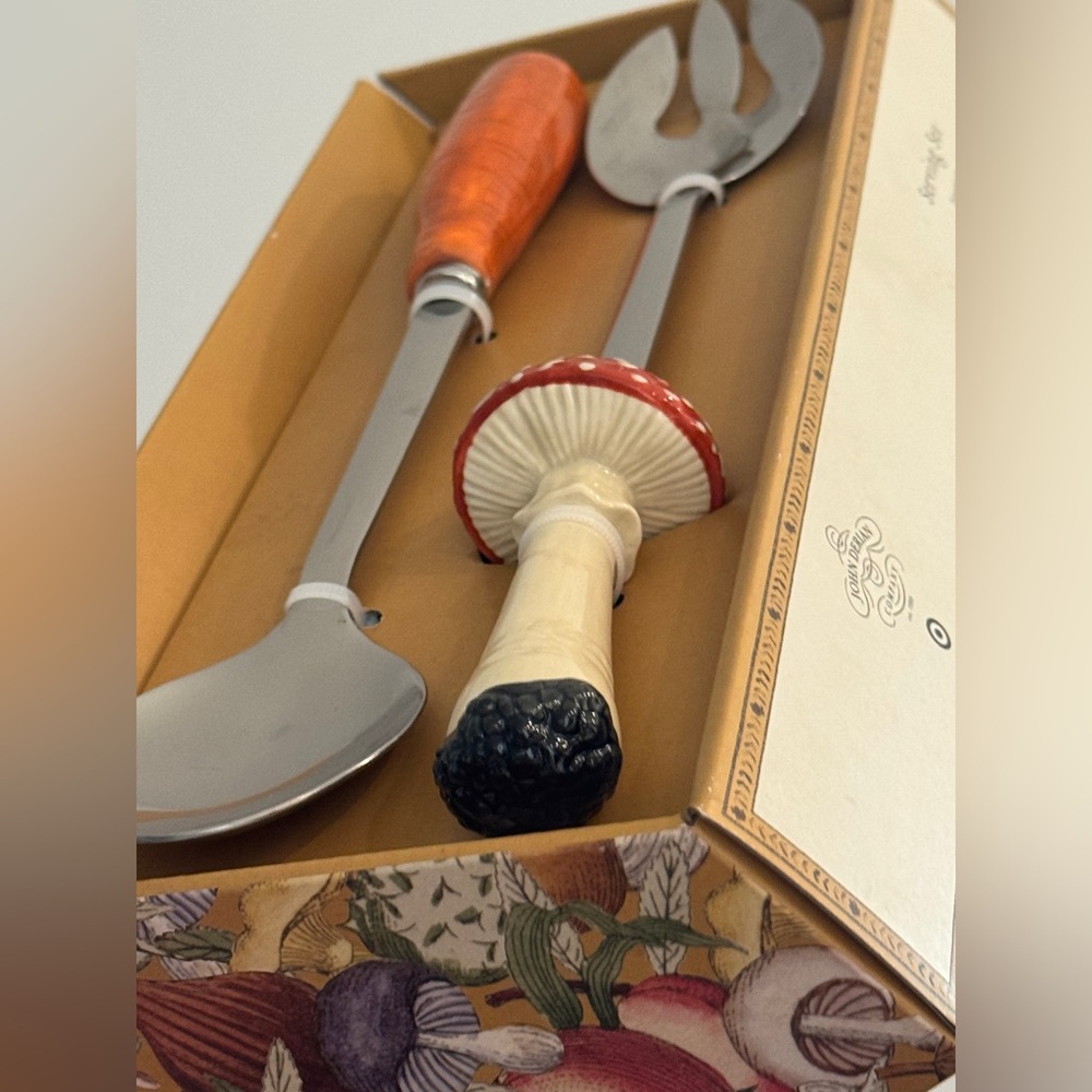 John Derian Vegetable Serving Spoon & Fork Set - Picture 5 of 7